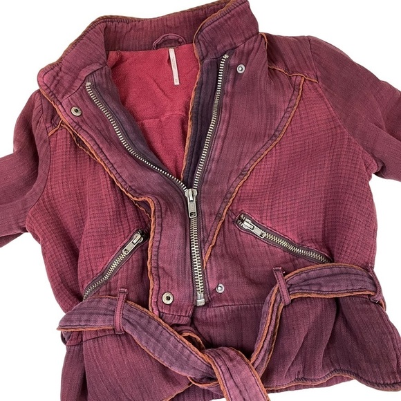 Free People Double Cloth Twill Wrap Jacket BlackBerry XS - Picture 9 of 16